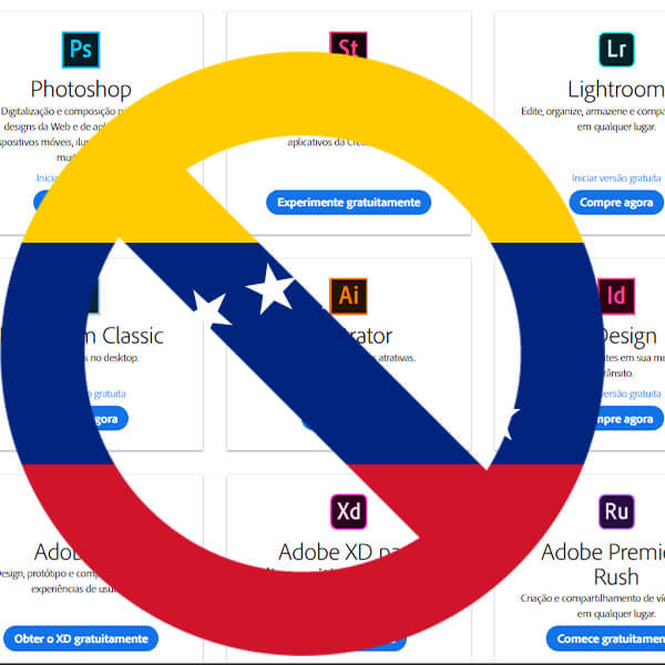 Adobe cancela contas de todos usuários venezuelanos devido a sanções dos EUA